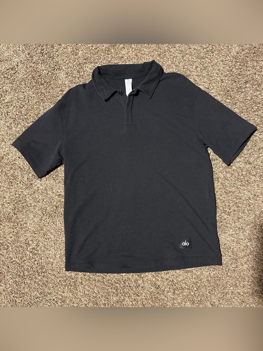 Alo Yoga Double Take Short Sleeve Polo men black size m